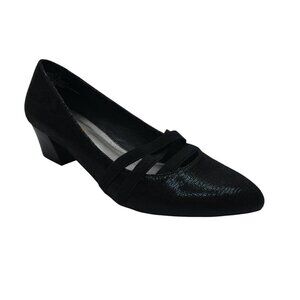 Yuu Ottie Black Pointed Toe Comfort Heels Pumps Womens 7